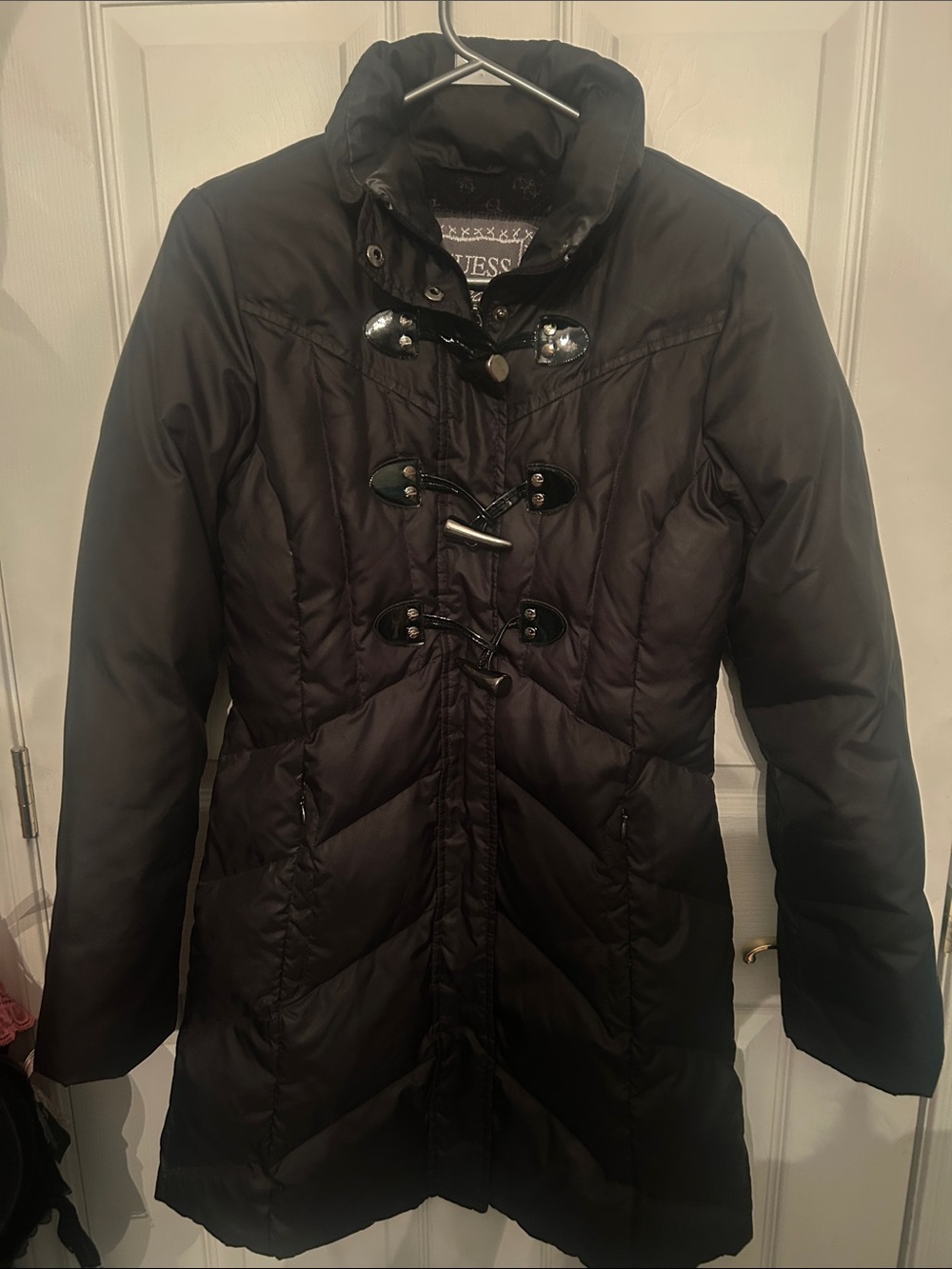 Guess Women's Black Toggle-Front Quilted Puffer Coat
